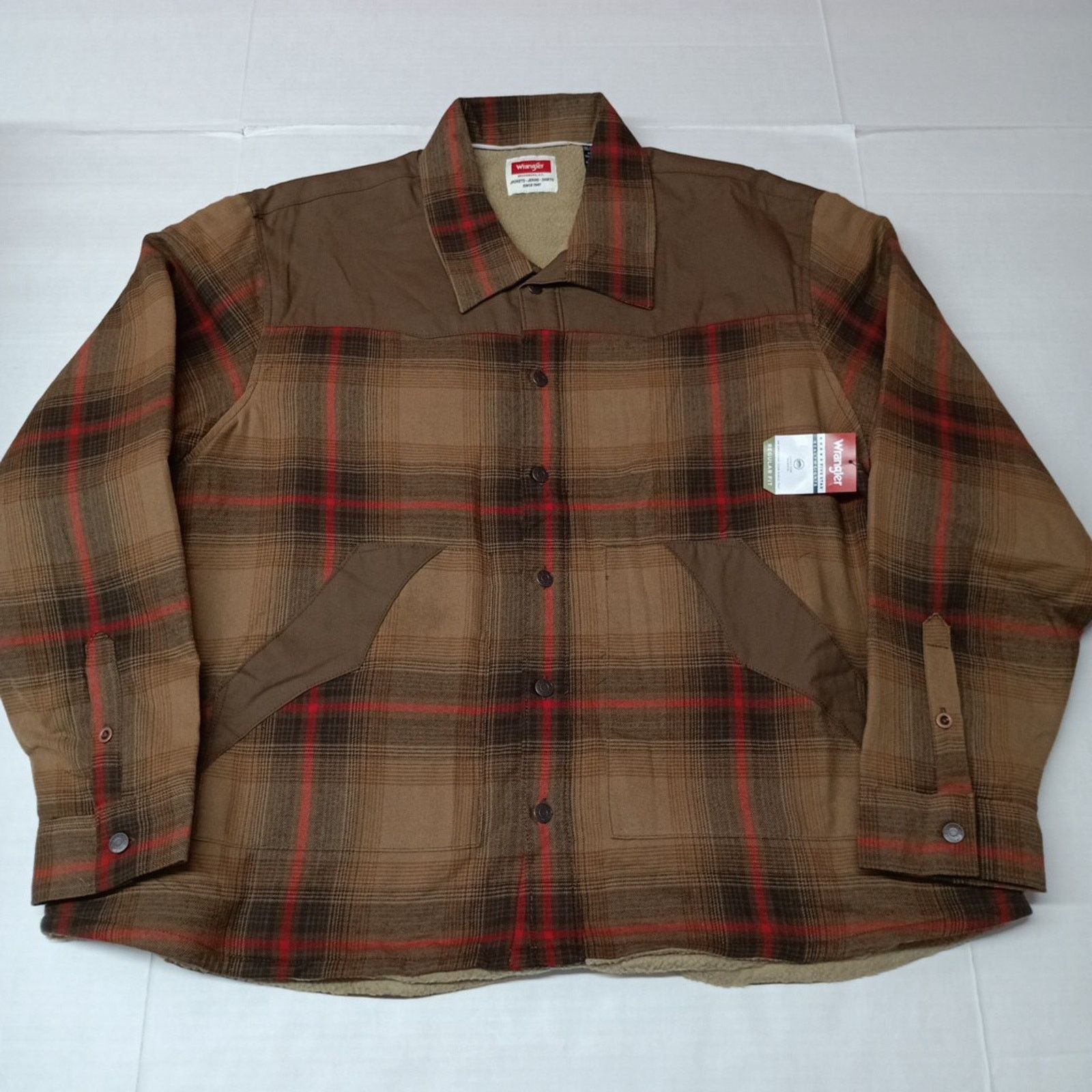 Wrangler Wrangler Heavyweight Shacket Men's 3XL Brown Sherpa Lining Size US XXL / EU 58 / 5 - 1 Thumbnail