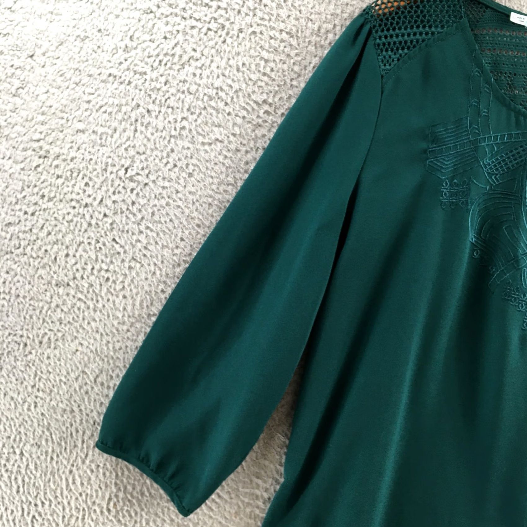 Vintage Maurices Blouse Top Womens XL Green Long Sleeve Crew Neck Pullover Embroidered Size XL / US 12-14 / IT 48-50 - 4 Thumbnail