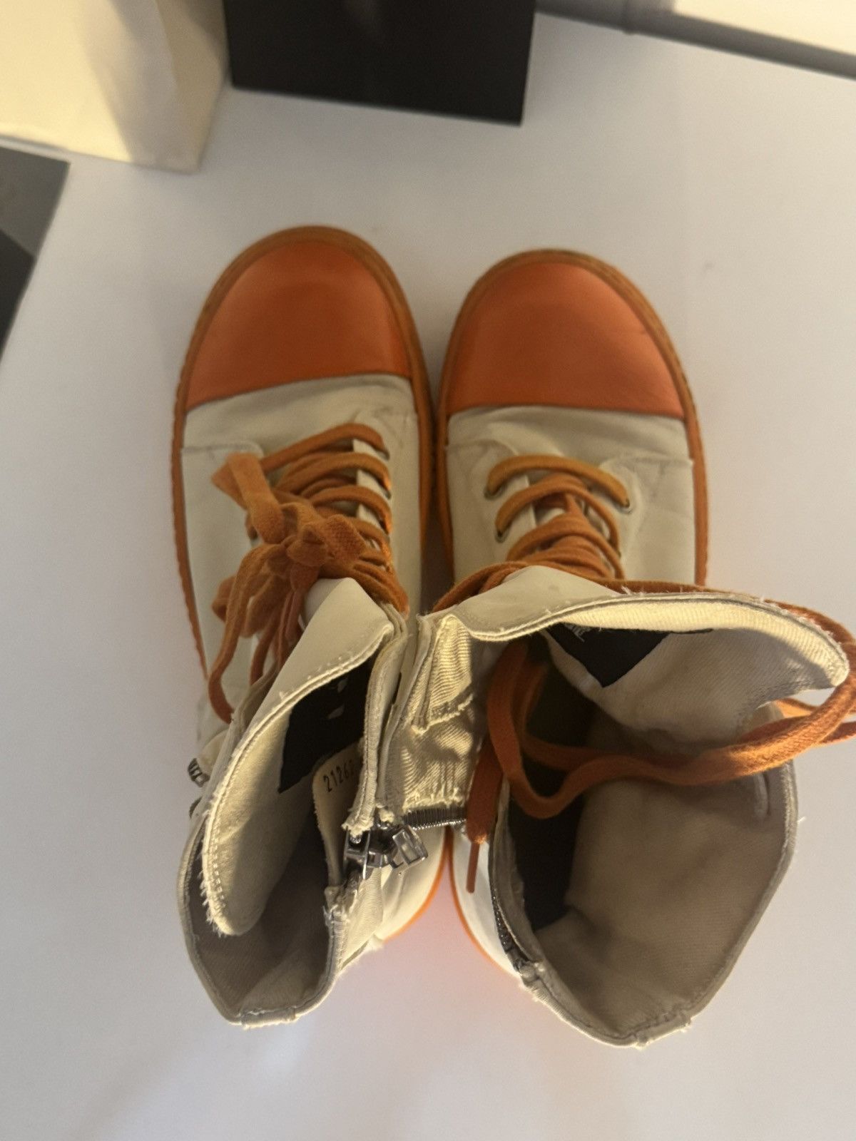 Rick Owens ✅Rick Owens Cargo Ramones Drkshdw high white orange 41 Size US 8 / EU 41 - 4 Thumbnail
