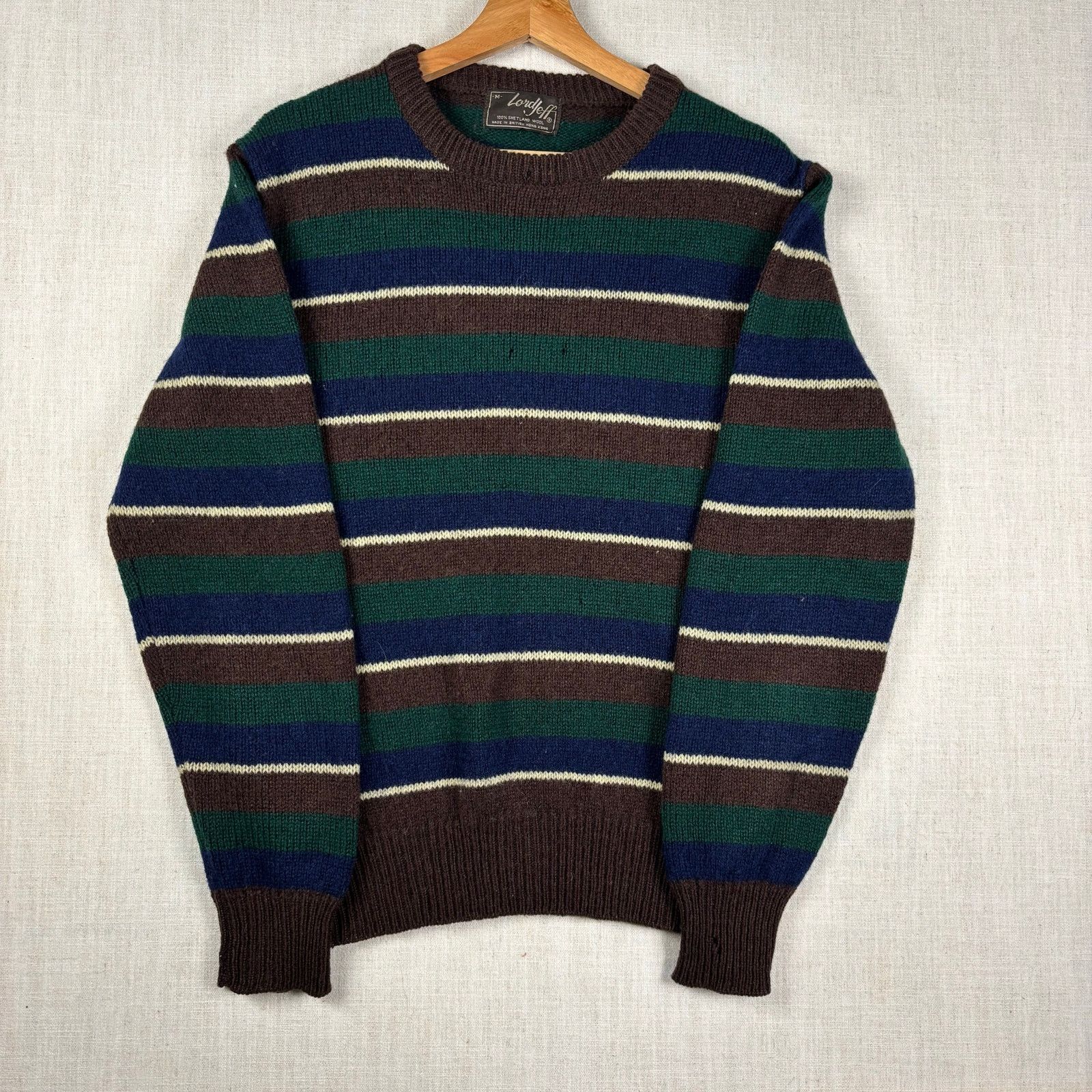 Other Vintage Lord Jeff Shetland Wool Striped Knit Medium Sweater Size US M / EU 48-50 / 2 - 1 Thumbnail