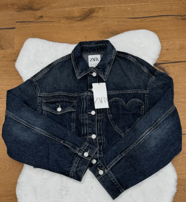 Zara ZARA DENIM JACKET WITH HEART Size L / US 10 / IT 46 - 5 Thumbnail