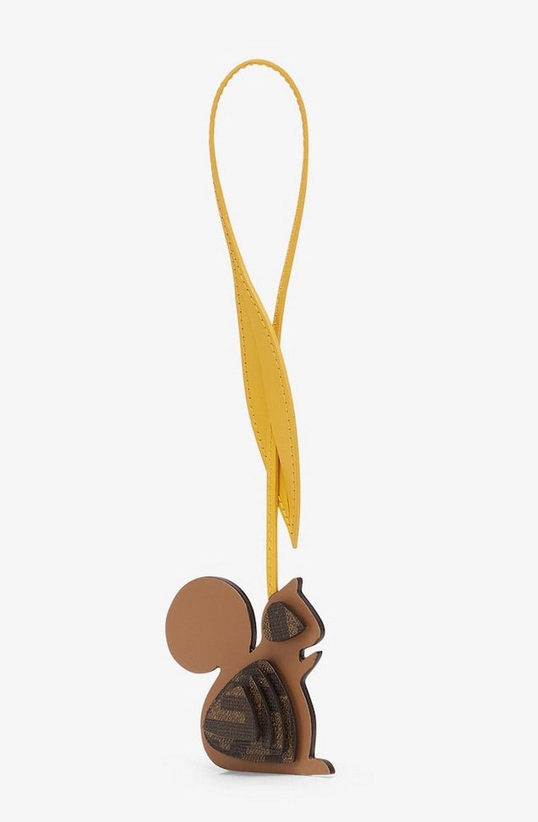 Fendi FENDI brown yellow squirrel figure FF logo leather bag charm Size ONE SIZE - 3 Thumbnail