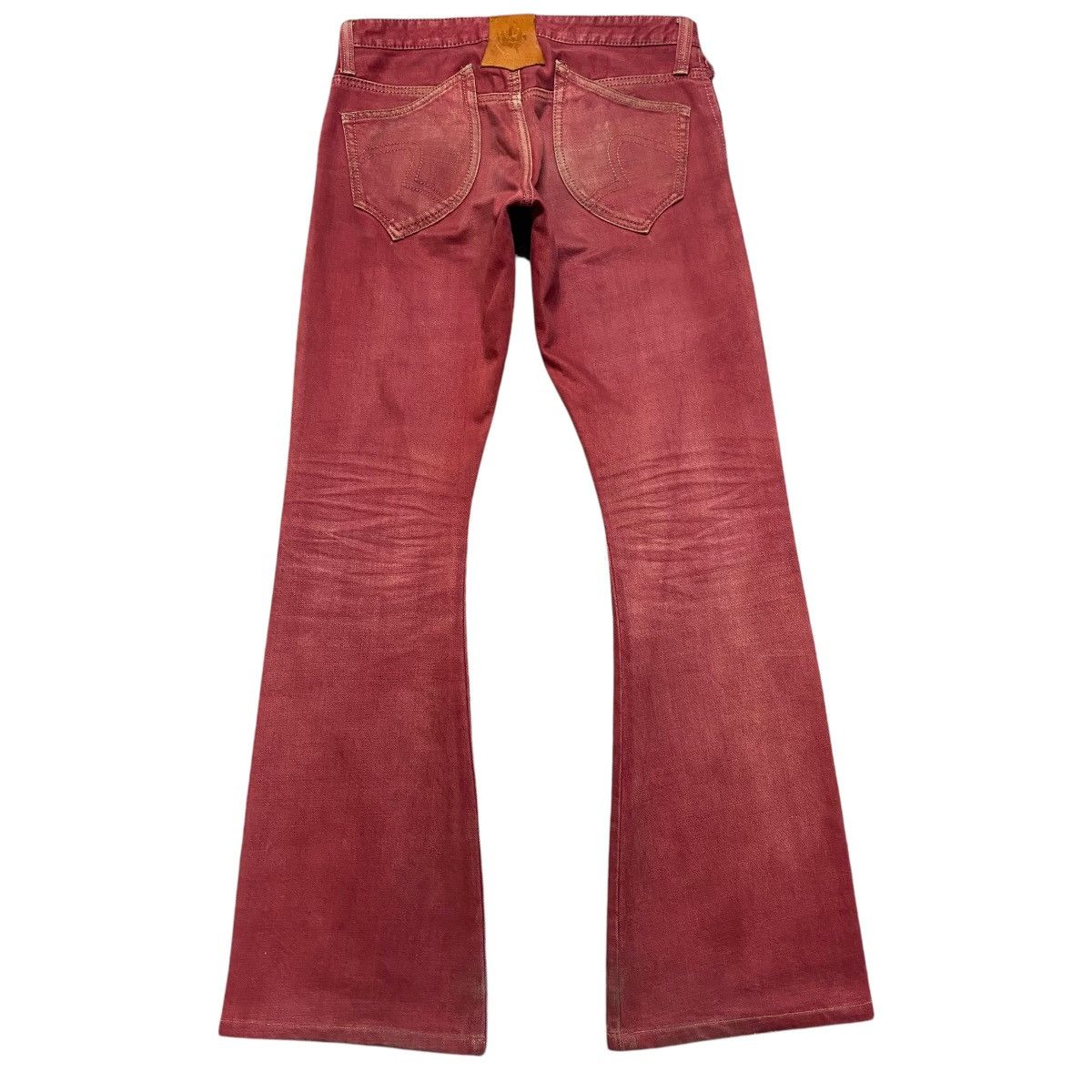 Obelisk Obelisk Red Blood Hole Distressed Denim Flare Jeans Size US 29 - 2 Thumbnail