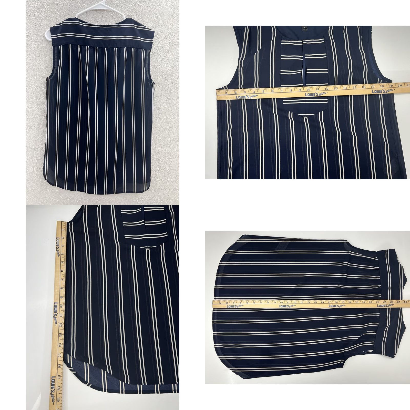 J.Crew Womens J. Crew Tank Top Size 6 Blue with White Strips Sleeveless Tank Top, Casual, Party/Cocktail, Regular, Blue, Striped, 6, J.CREW, Women, Tank Size M / US 6-8 / IT 42-44 - 8 Thumbnail