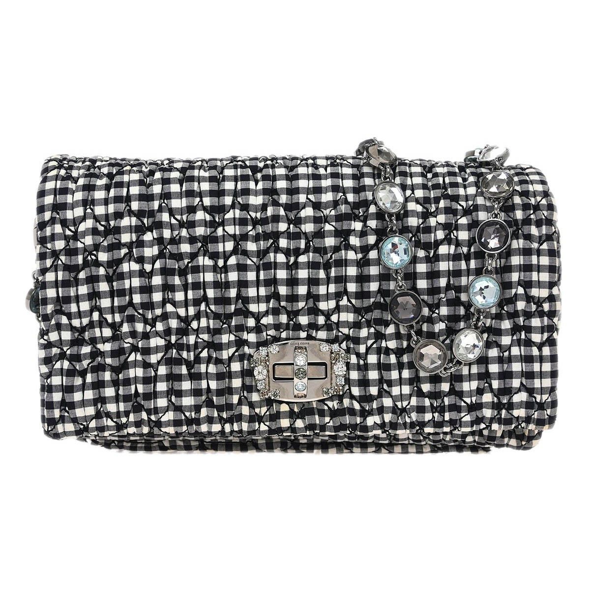 Miu Miu Miu Miu Crystal Clutch Matelasse Gingham Print Canvas Size ONE SIZE - 1 Thumbnail