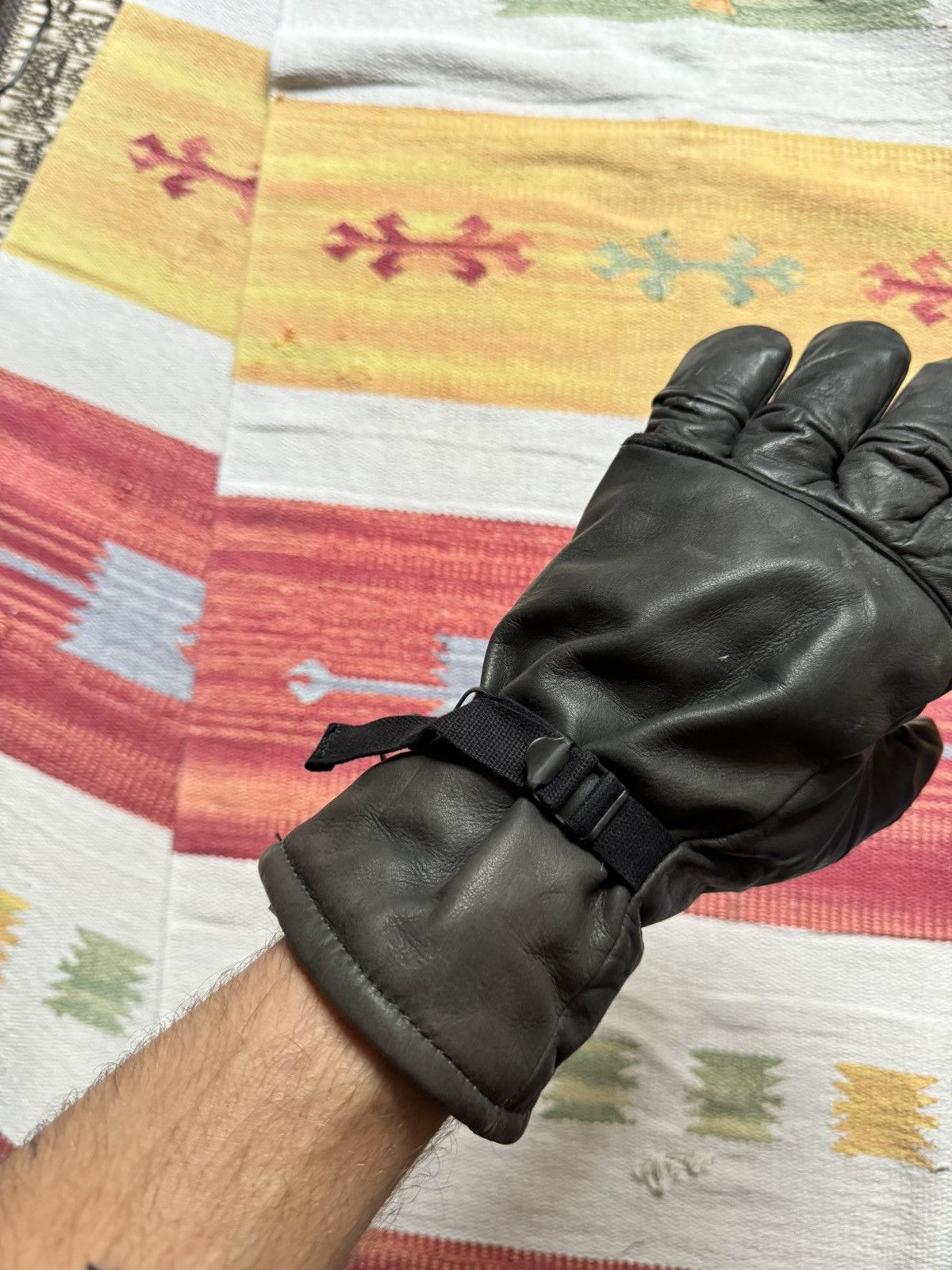 Genuine Leather Vintage Intermediate Cold / Wet US Army Leather Gloves Size ONE SIZE - 3 Thumbnail