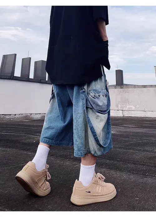 VIBE Vintage High Street Hip Hop Loose Fit Denim Shorts Size US 29 - 6 Thumbnail