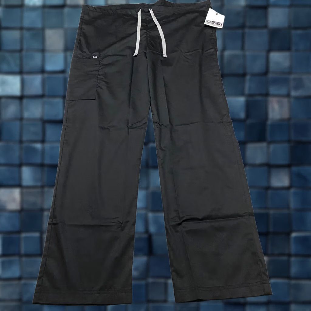 Vintage NWT WonderWink Wonder Work Pants Unisex Medium Black Medical Scrubs Pockets New Size US 31 - 1 Thumbnail
