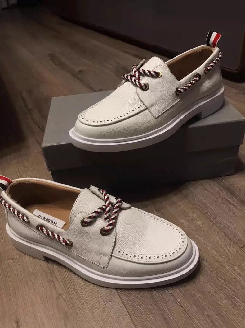 Thom Browne Thom Browne White full leather boat shoes Size US 7 / EU 40 - 2 Thumbnail