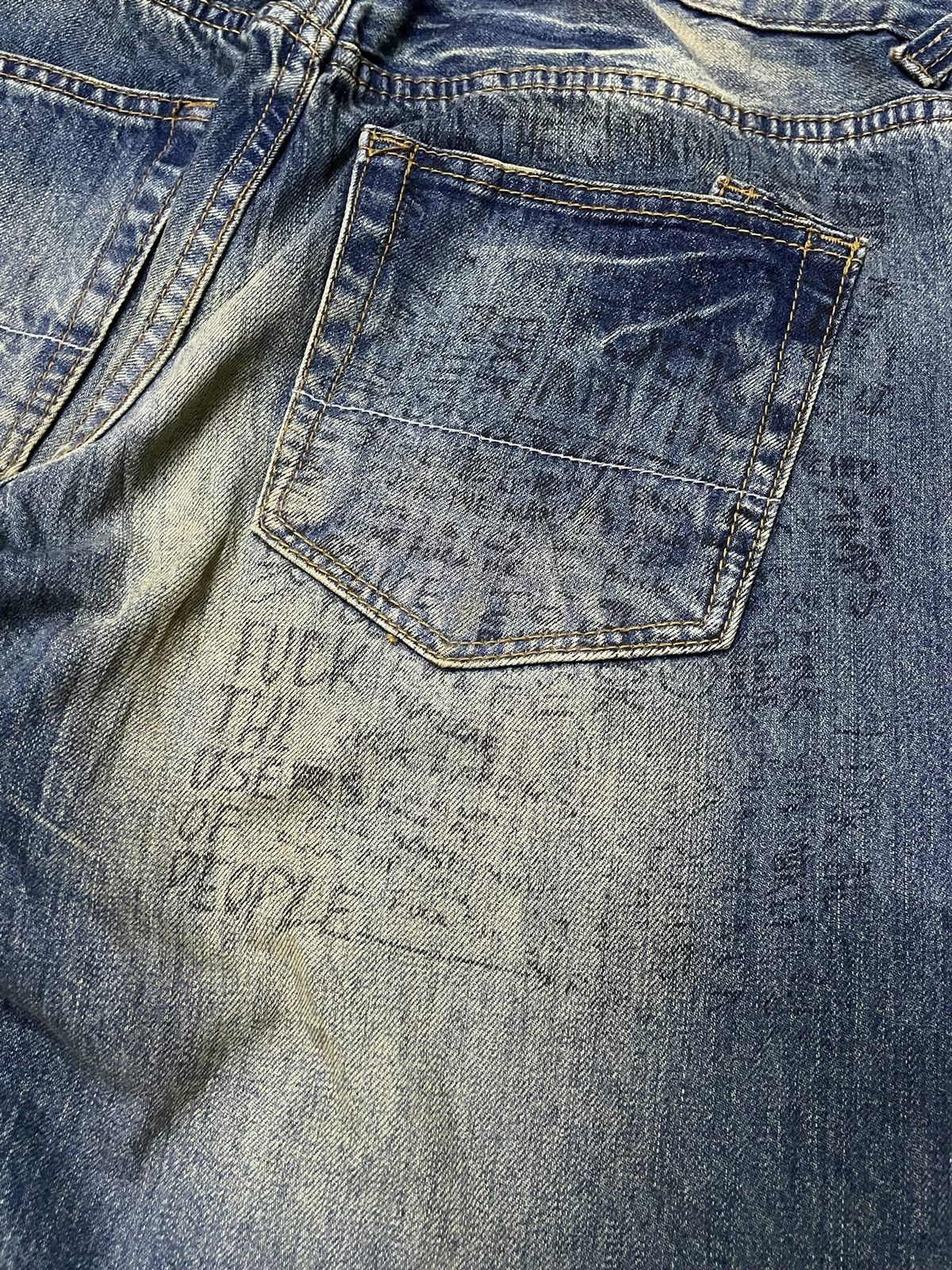 GOSTAR DE FUGA × Hysteric Glamour × Japanese Brand TuoGu Poems Muddy Wash Embroidered Jeans Size US 30 / EU 46 - 20 Thumbnail