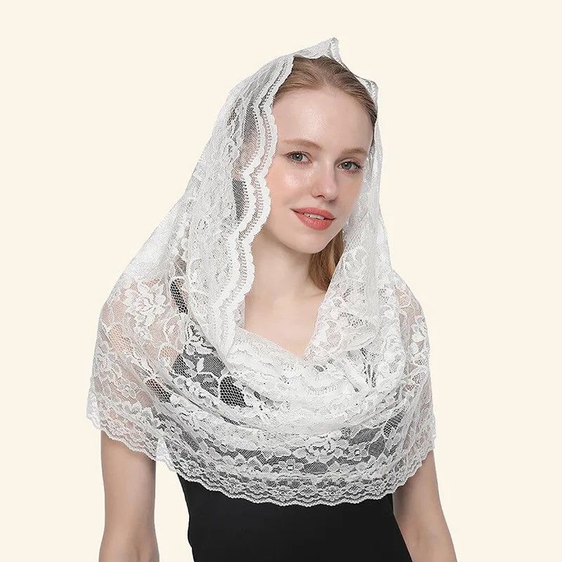 Vintage White Flower Lace Scarf 🌺🧣 Size ONE SIZE - 3 Thumbnail