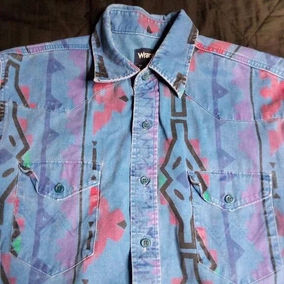 Vintage Wrangler Southwest Aztec Thunderbird Western Shirt