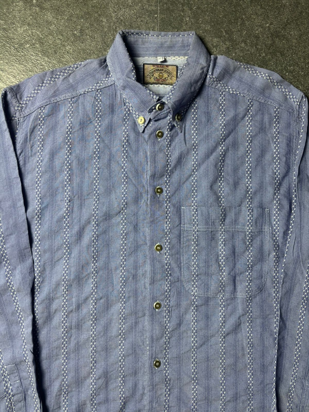 Giorgio Armani 1990s Armani Jeans Rayon Stripe Shirt Size US L / EU 52-54 / 3 - 3 Thumbnail