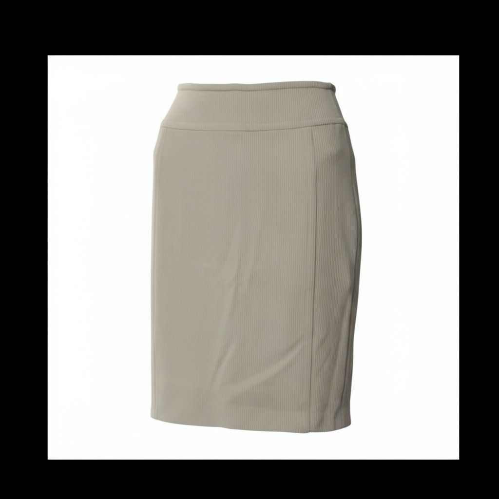 Donna Karan Wool Pencil Skirt | Beige | Zip | Designer Size 30" / US 8 / IT 44 - 1 Thumbnail