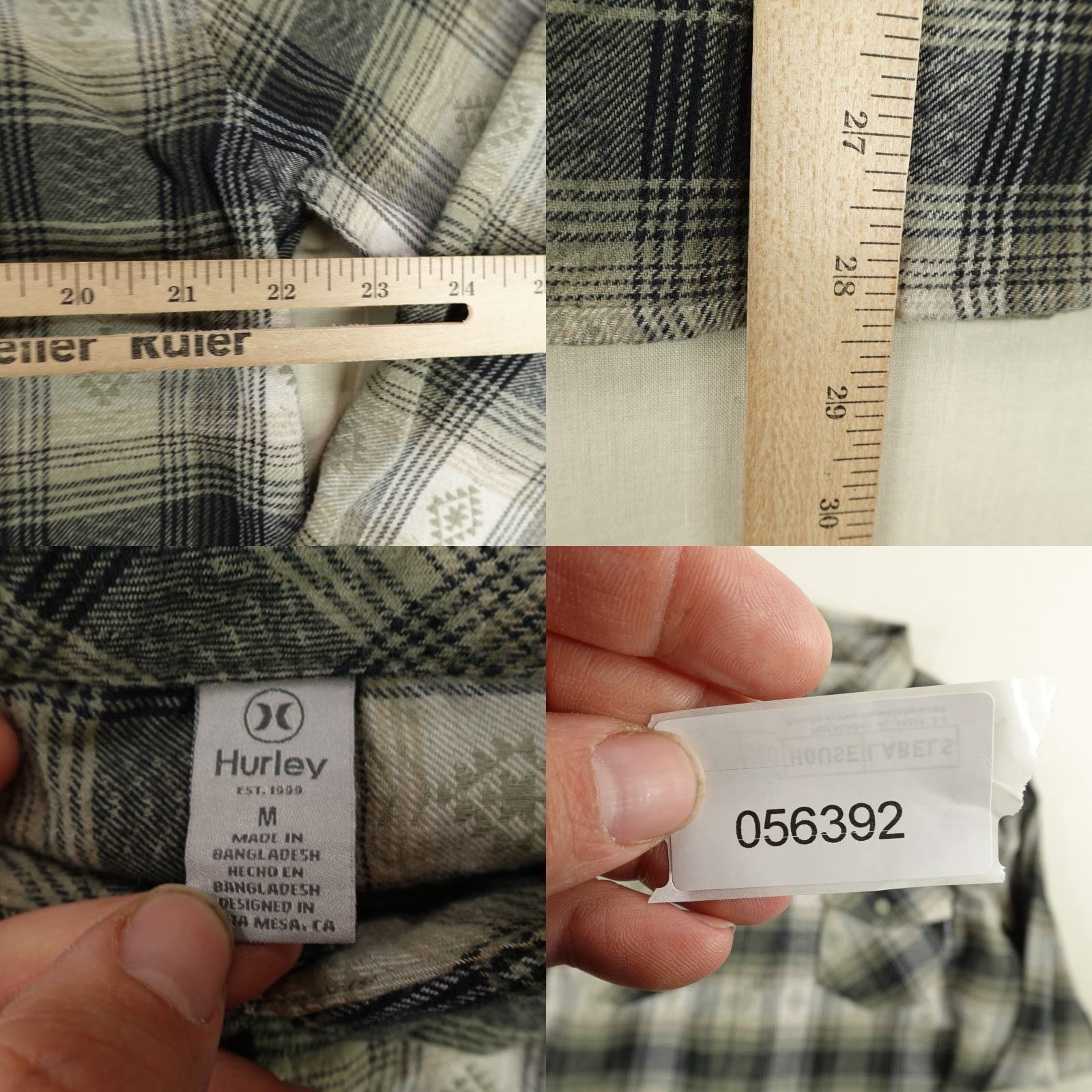 Hurley Hurley Shirt Mens Medium Gray Plaid Flannel Southwestern Button Up Skater Surfer Size US M / EU 48-50 / 2 - 8 Thumbnail