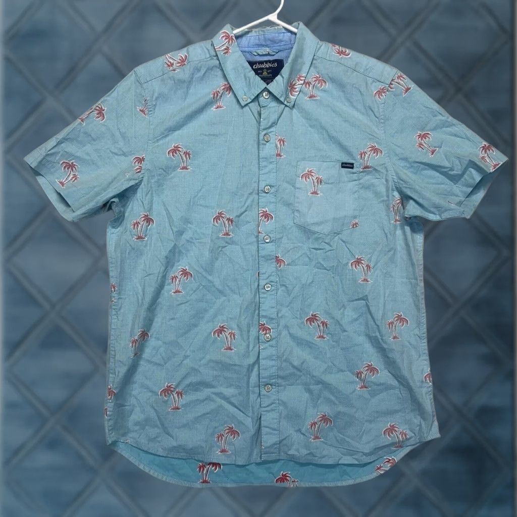 Chubbies Chubbies Button-Up Shirt Mens L Blue Palm Trees Geometric Beach Casual Shirt Size US L / EU 52-54 / 3 - 1 Thumbnail