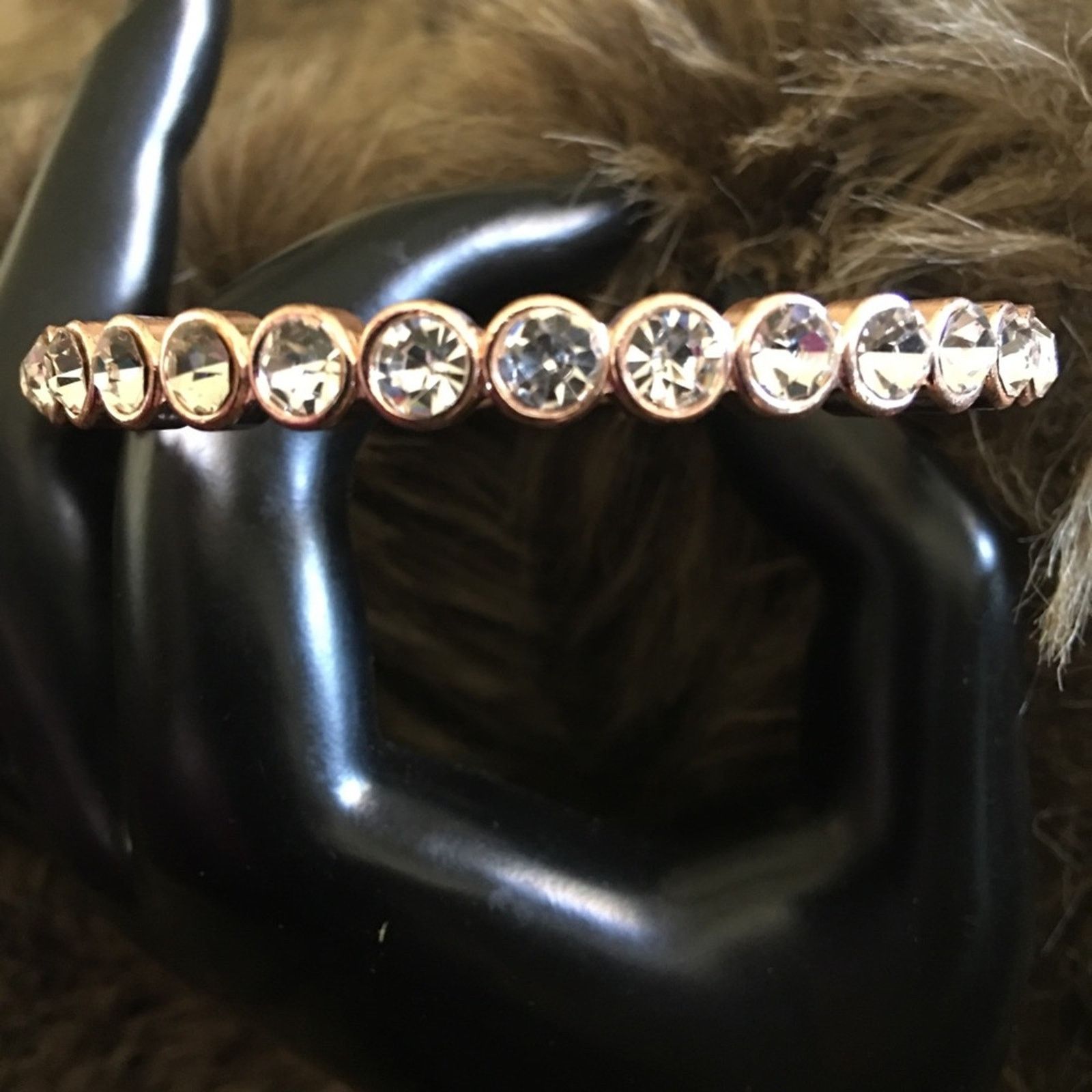 Jewelry Rose gold tone rhinestone crystal bangle bracelet Size ONE SIZE - 1 Thumbnail