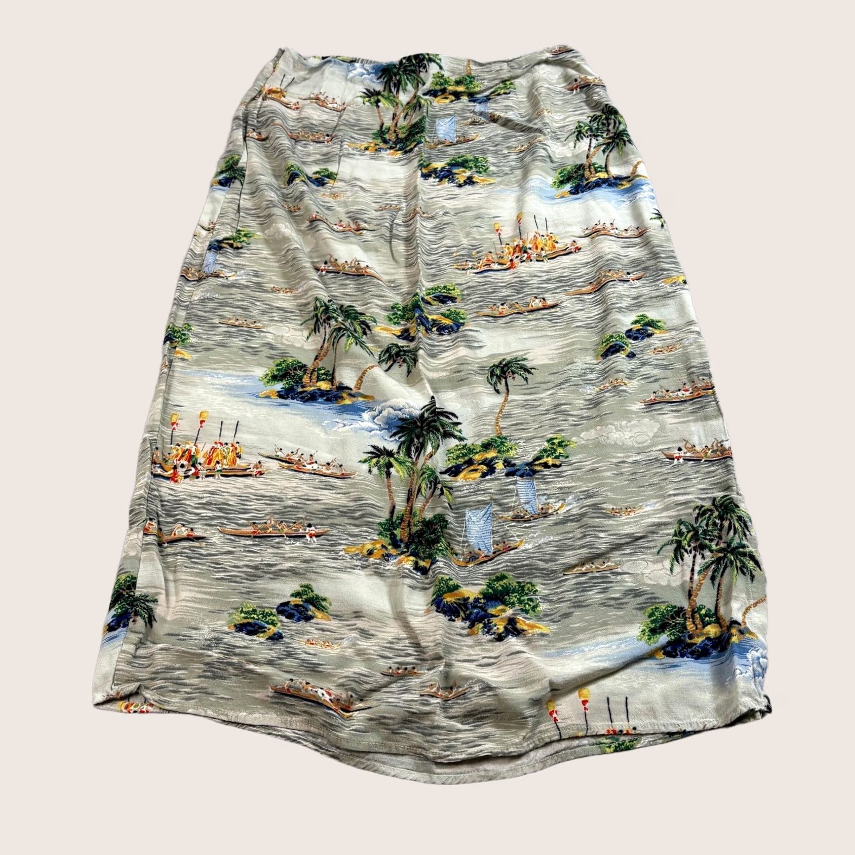 Vintage VINTAGE Karen Kane Skirt Women 14 Hawaiian Island Midi Side Slit Tropical USA Size 36" / US 14 / IT 50 - 1 Thumbnail