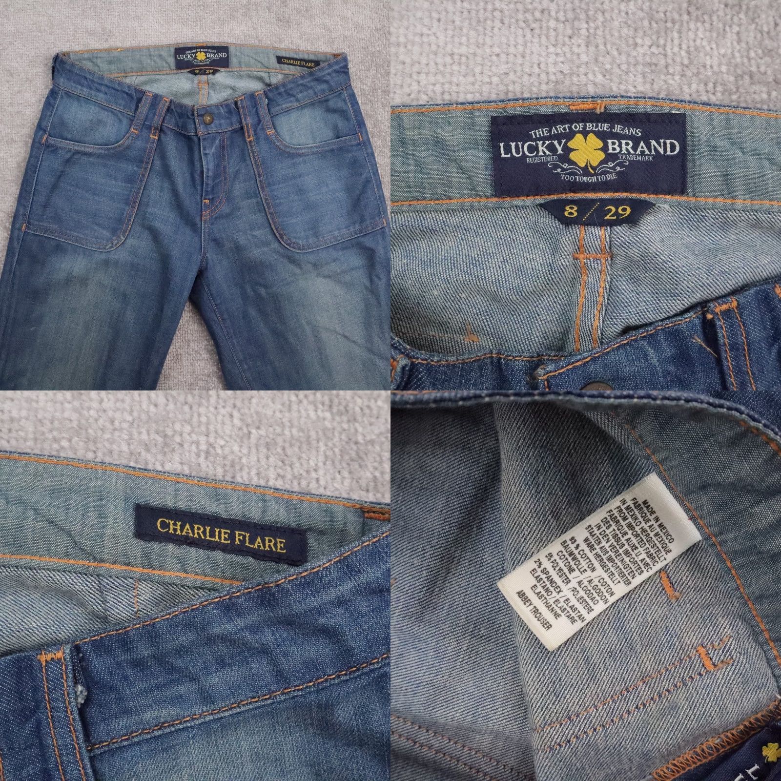 Lucky Brand Women's Lucky Brand Charlie Flare Jeans 8 29 Low Rise Blue Denim Abbey Trouser Size 29" - 8 Thumbnail