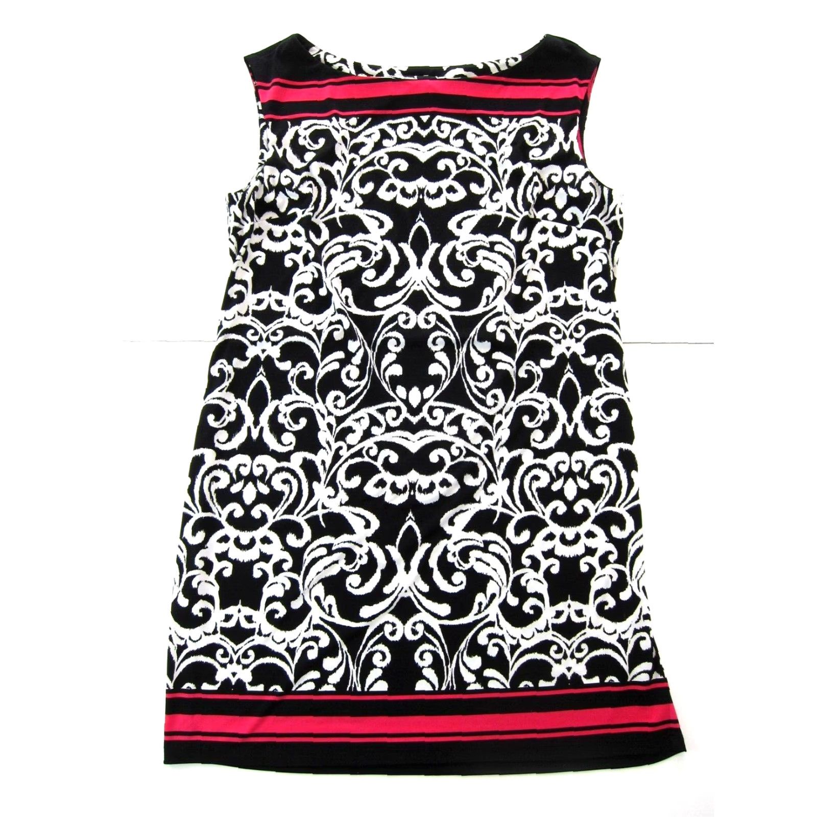 Vintage Jessica Howard Black White Pink Paisley Stretch Sleeveless Tunic Shift Dress XL Size XL / US 12-14 / IT 48-50 - 2 Thumbnail