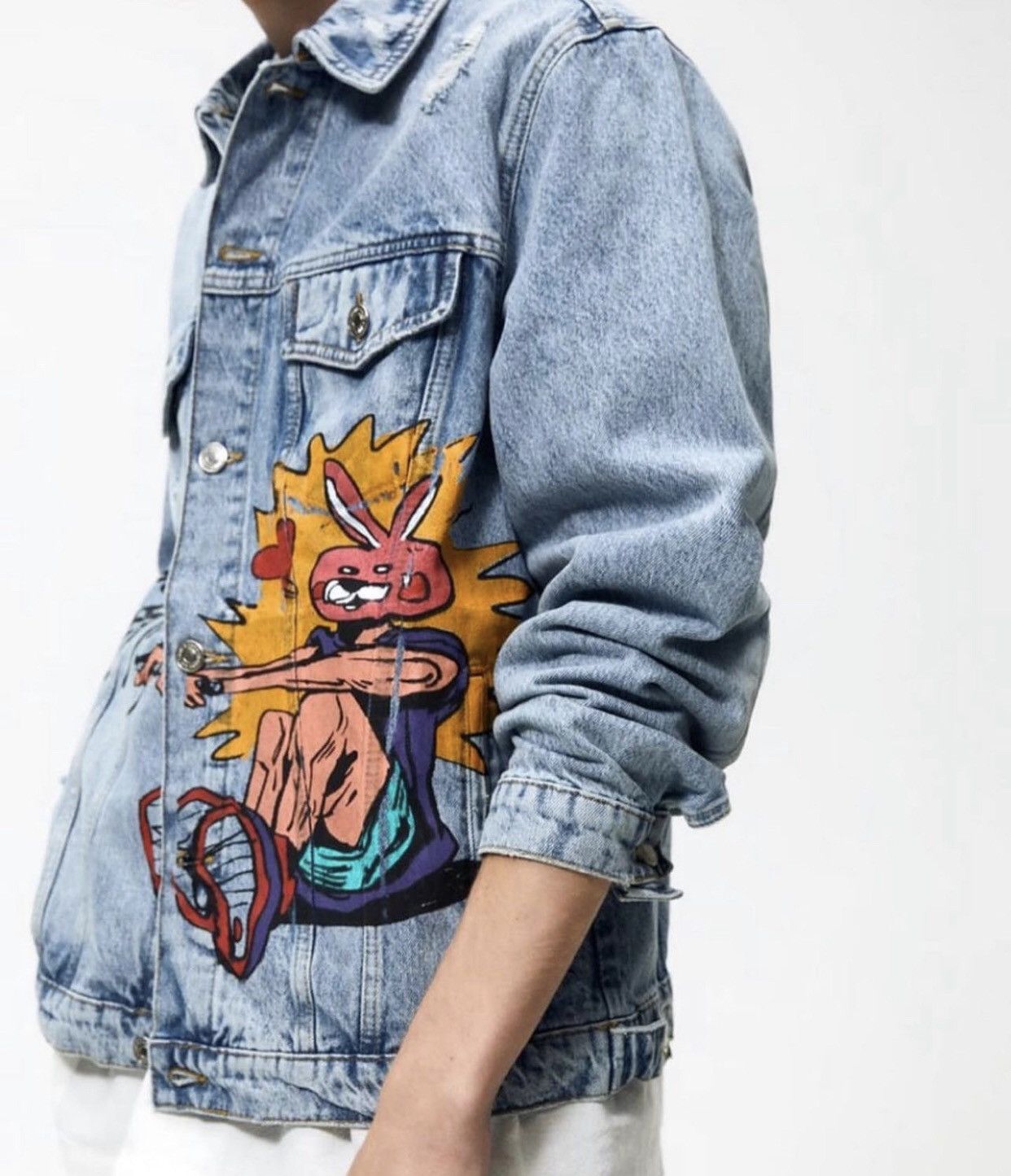 Zara SS 2023 ZARA DENIM JACKET WITH GRAFFITI PRINT Size US M / EU 48-50 / 2 - 2 Thumbnail