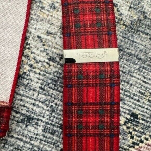 Other Tobby Red Plaid Pattern Suspenders Braces Austrian Size ONE SIZE - 2 Thumbnail
