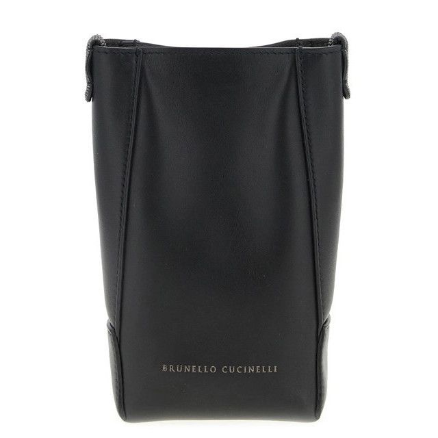 BRUNELLO CUCINELLI Black Phone Holder Shoulder Bag New