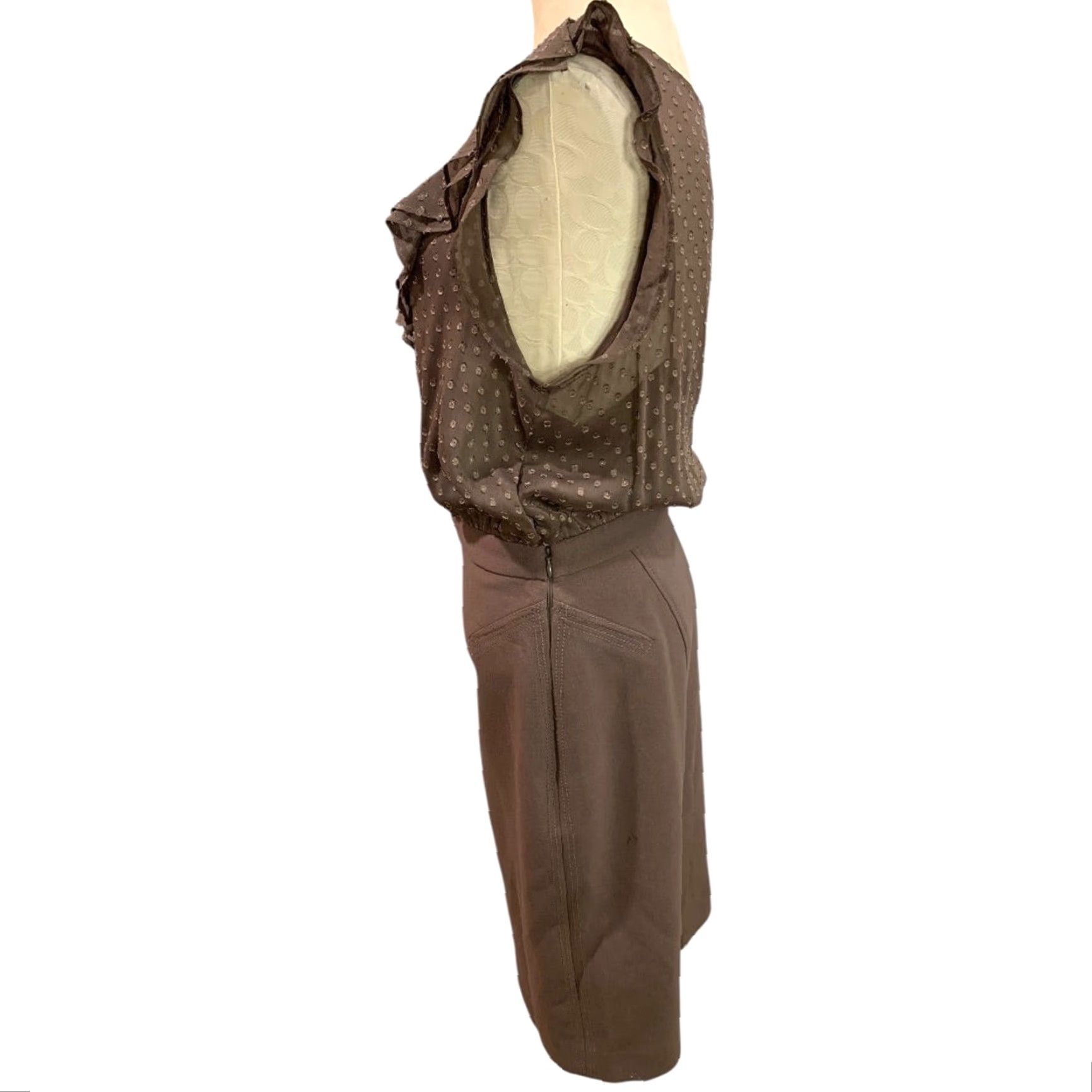 Loft VINTAGE LOFT Dress Brown Sleeveless Bodice Size 12 Women Knee Length Bodice Dress LOFT Brown Sleeveless Bodice 12 Women Size XL / US 12-14 / IT 48-50 - 4 Thumbnail