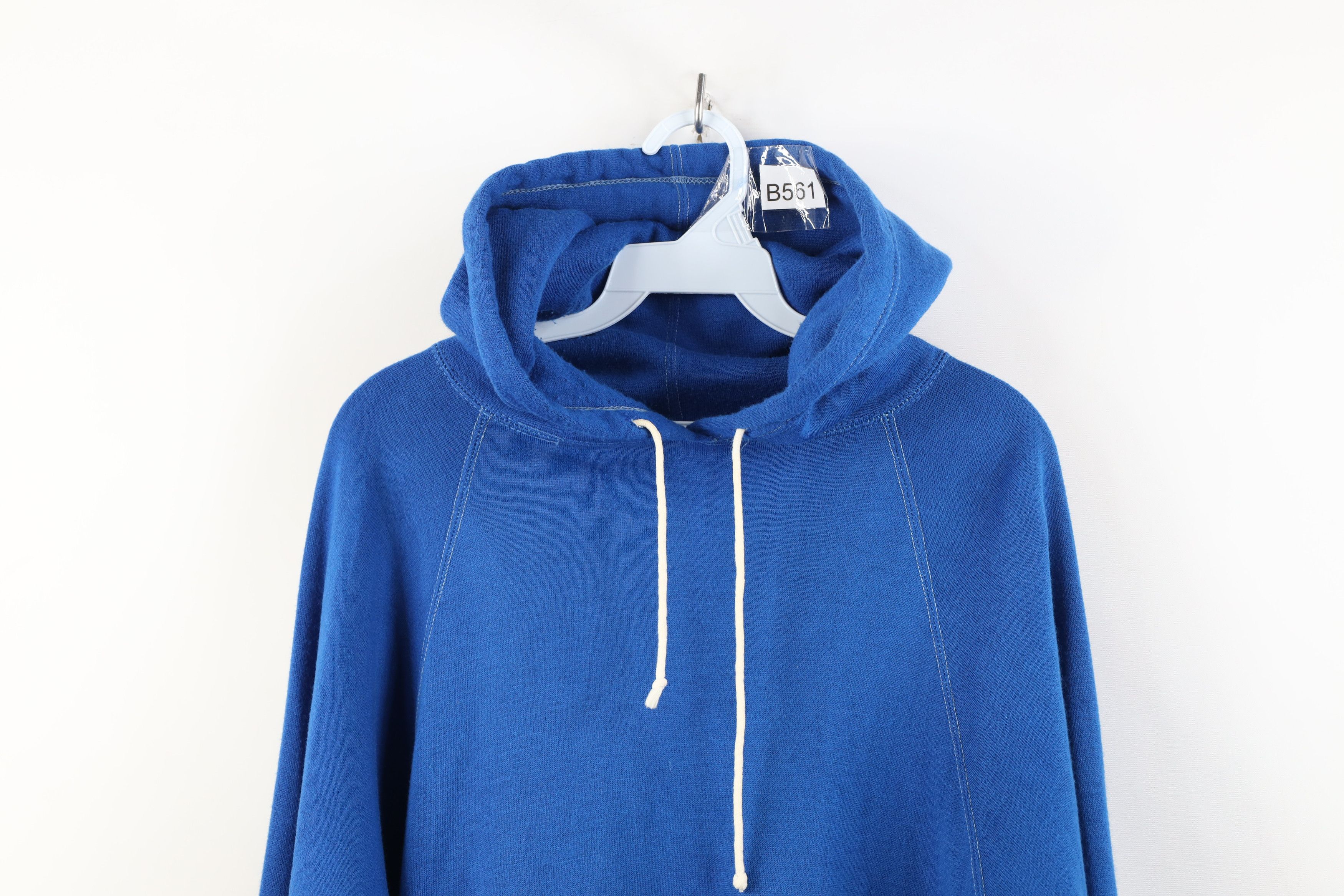Vintage Vintage 70s Streetwear Blank Hoodie Sweatshirt Royal Blue Size US S / EU 44-46 / 1 - 2 Thumbnail