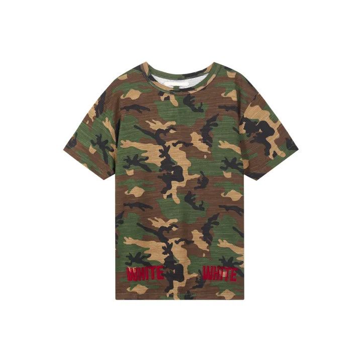Off-White Camouflage Red Velvet Short Sleeve T-Shirt 0079