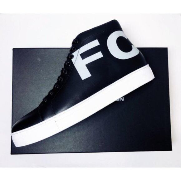 French Connection French Connection Mens Black White Logo Leather High Top Sne Size US 10.5 / EU 43-44 - 3 Thumbnail