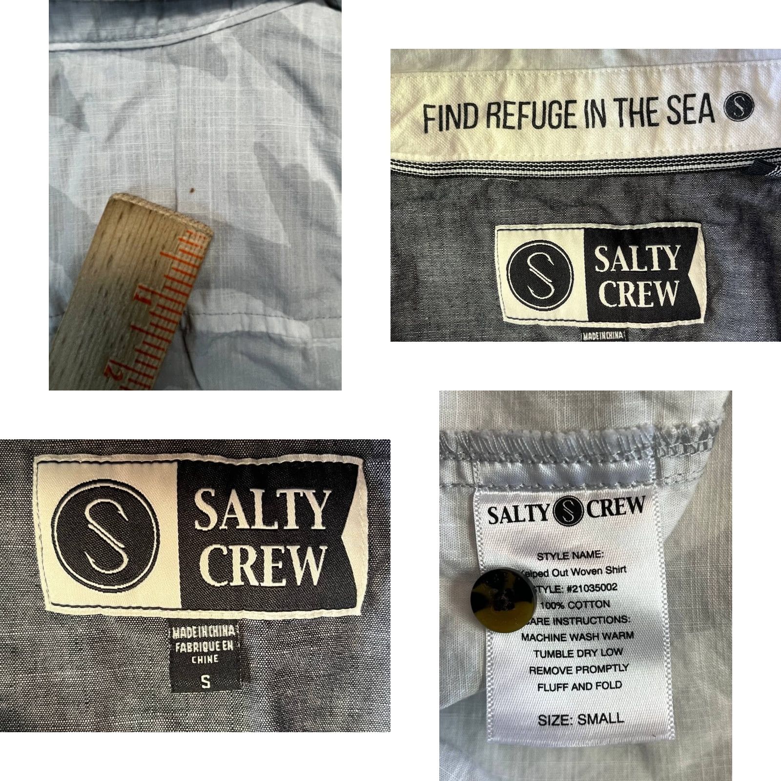 Vintage Salty Crew Shirt Men S Gray White Button-Down Short Sleeve Slim Fit See Pic Size US S / EU 44-46 / 1 - 8 Thumbnail