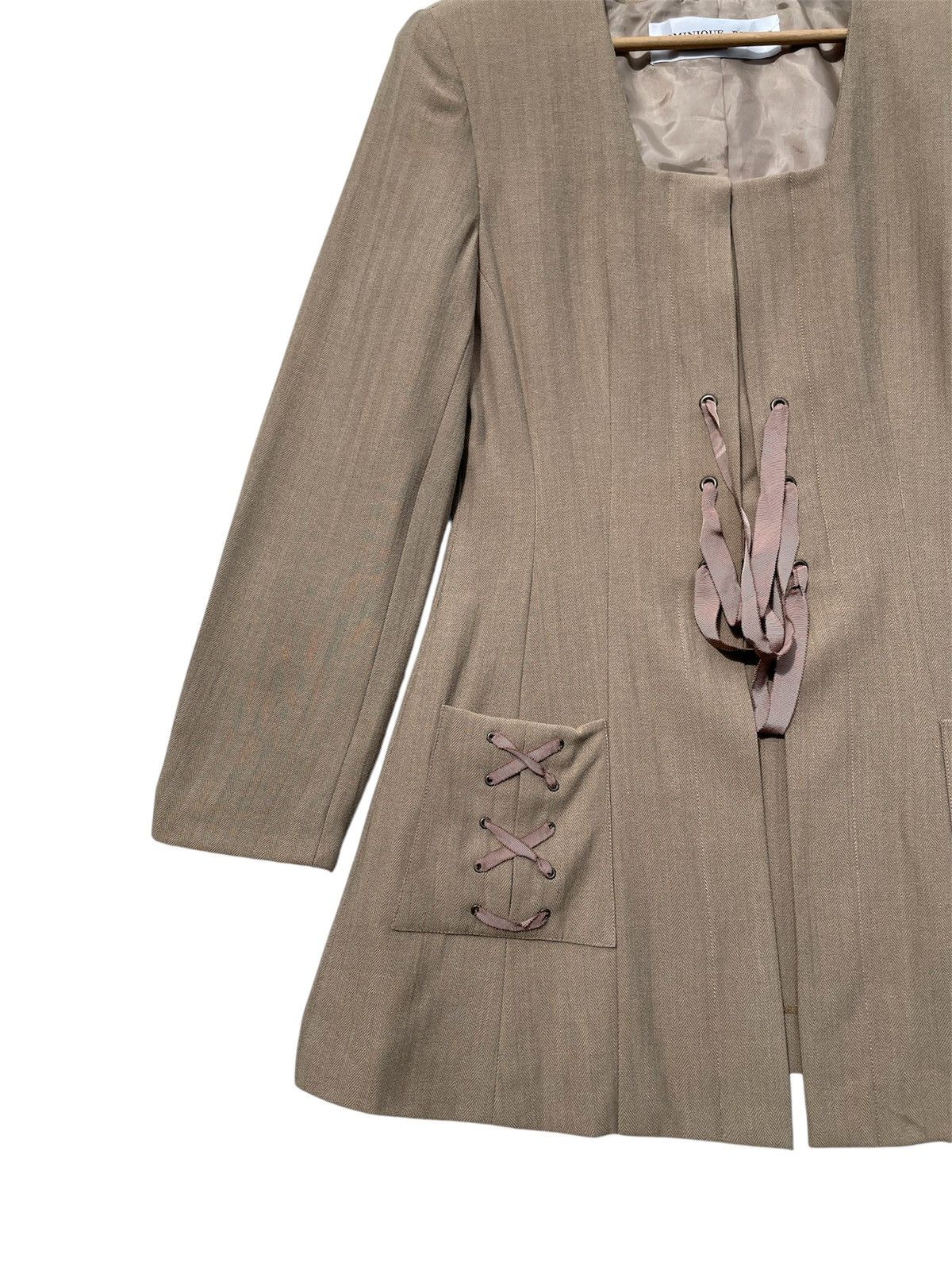 Japanese Brand RARE🔥 Dominique Dumas Paris Beige Jacket with Lace Up Detail Size M / US 6-8 / IT 42-44 - 6 Thumbnail