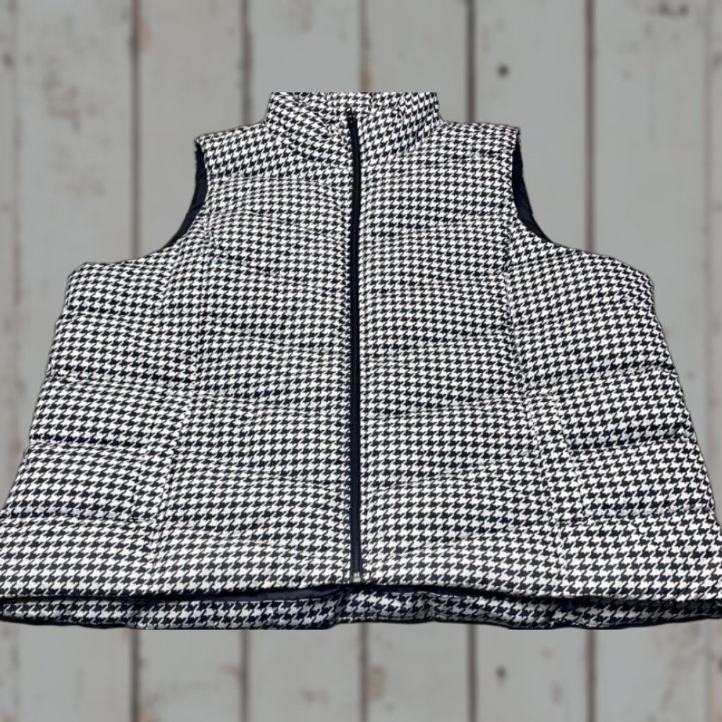 Lands' End Lands End Women 2X Down Puffer Vest Black White Houndstooth Preppy NWT NEW 8105 Size XXL / US 16-18 / IT 52-54 - 1 Thumbnail