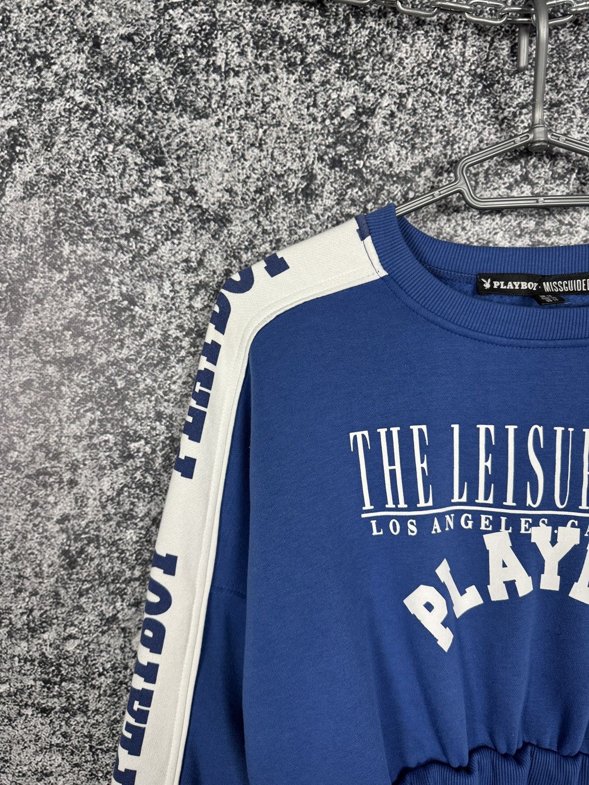 Playboy Playboy Missguided Cropped Sweatshirt Spellout Logo Blue Top Size XL / US 12-14 / IT 48-50 - 3 Thumbnail