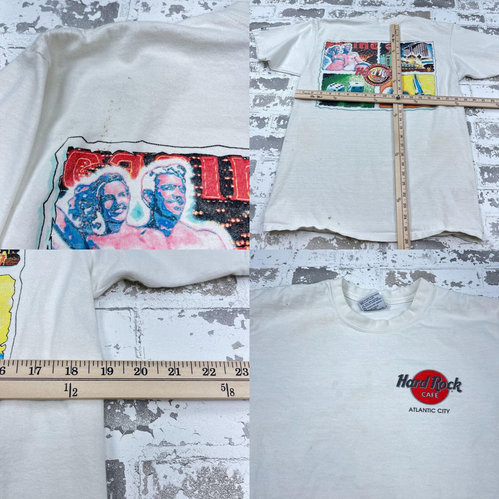 Hard Rock Cafe VINTAGE Hard Rock Cafe Shirt Men Medium White Heavy Tee 90s Retro Logo Graphic Print Cotton Polyester Jersey Short Sleeve Crew Neck T-Shirt Mens Size US L / EU 52-54 / 3 - 8 Thumbnail