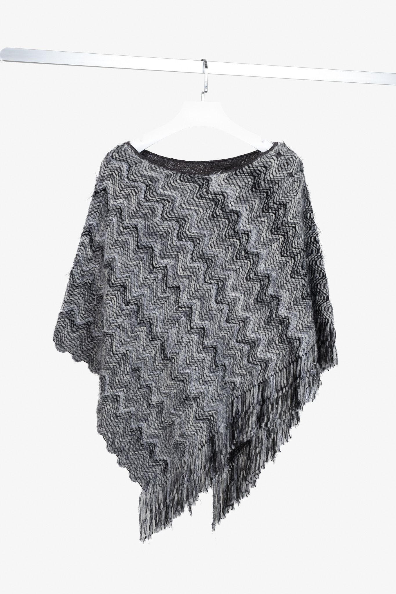 Missoni Missoni Greys Wool Pull-over Asymmetric Fringe Poncho Size ONE SIZE - 1 Thumbnail