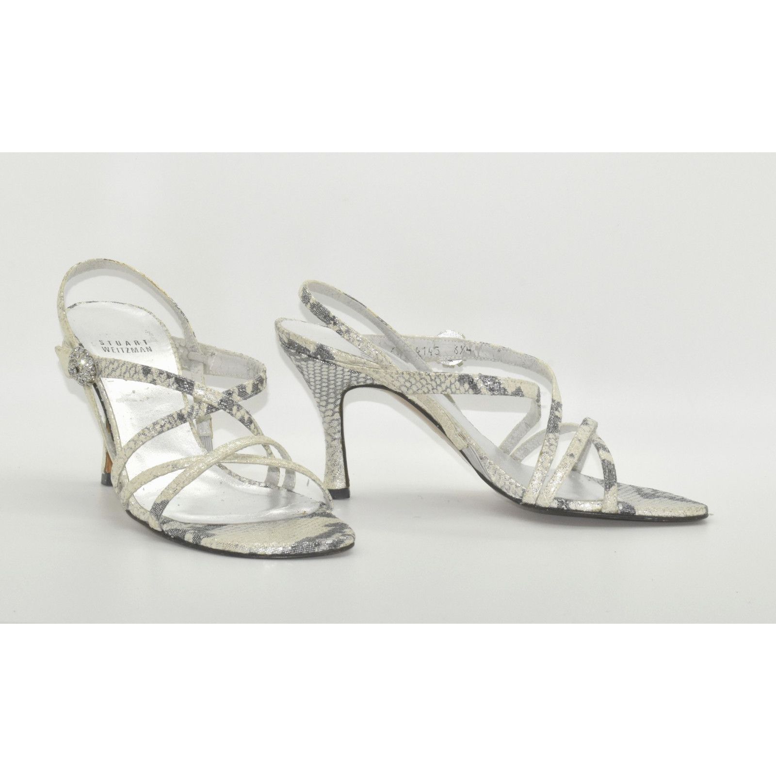 Stuart Weitzman STUART WEITZMAN Snake Embossed Rhinestone Sandal Heels 6.5M Size US 6.5 / IT 36.5 - 1 Thumbnail