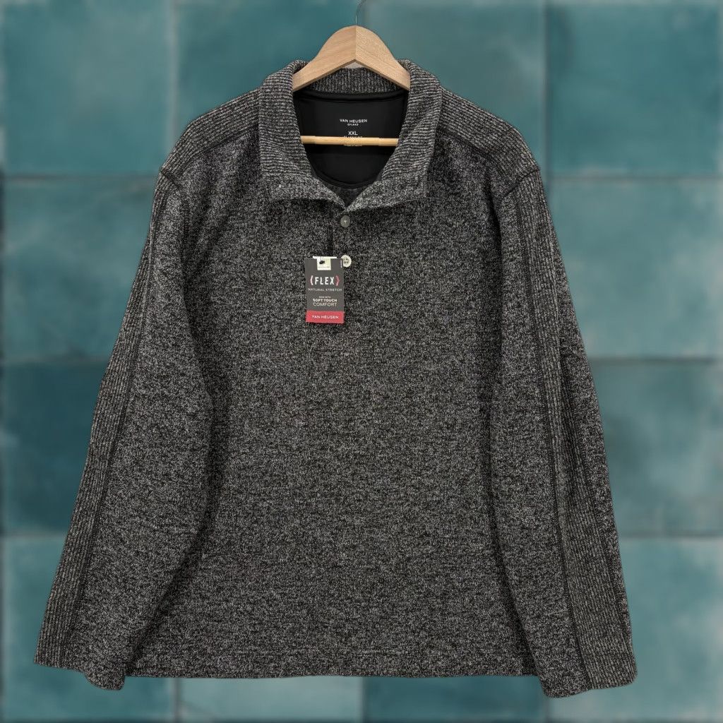 Van Heusen Van Heusen Sweater Mens 2XL Gray Mock Neck Knit Pullover Button NWT Regular Winter Casual Knitwear Mens Size US XXL / EU 58 / 5 - 1 Thumbnail