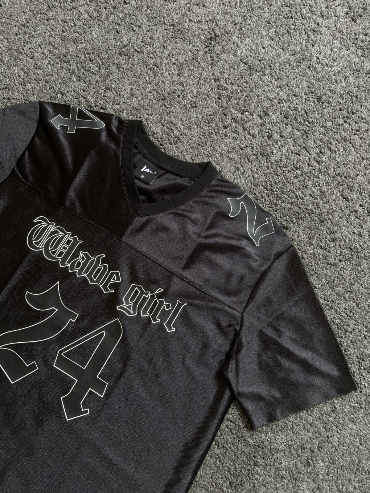 Japanese Brand × Vintage Vintage wave girl number 24 satin black football jersey Size US M / EU 48-50 / 2 - 2 Thumbnail