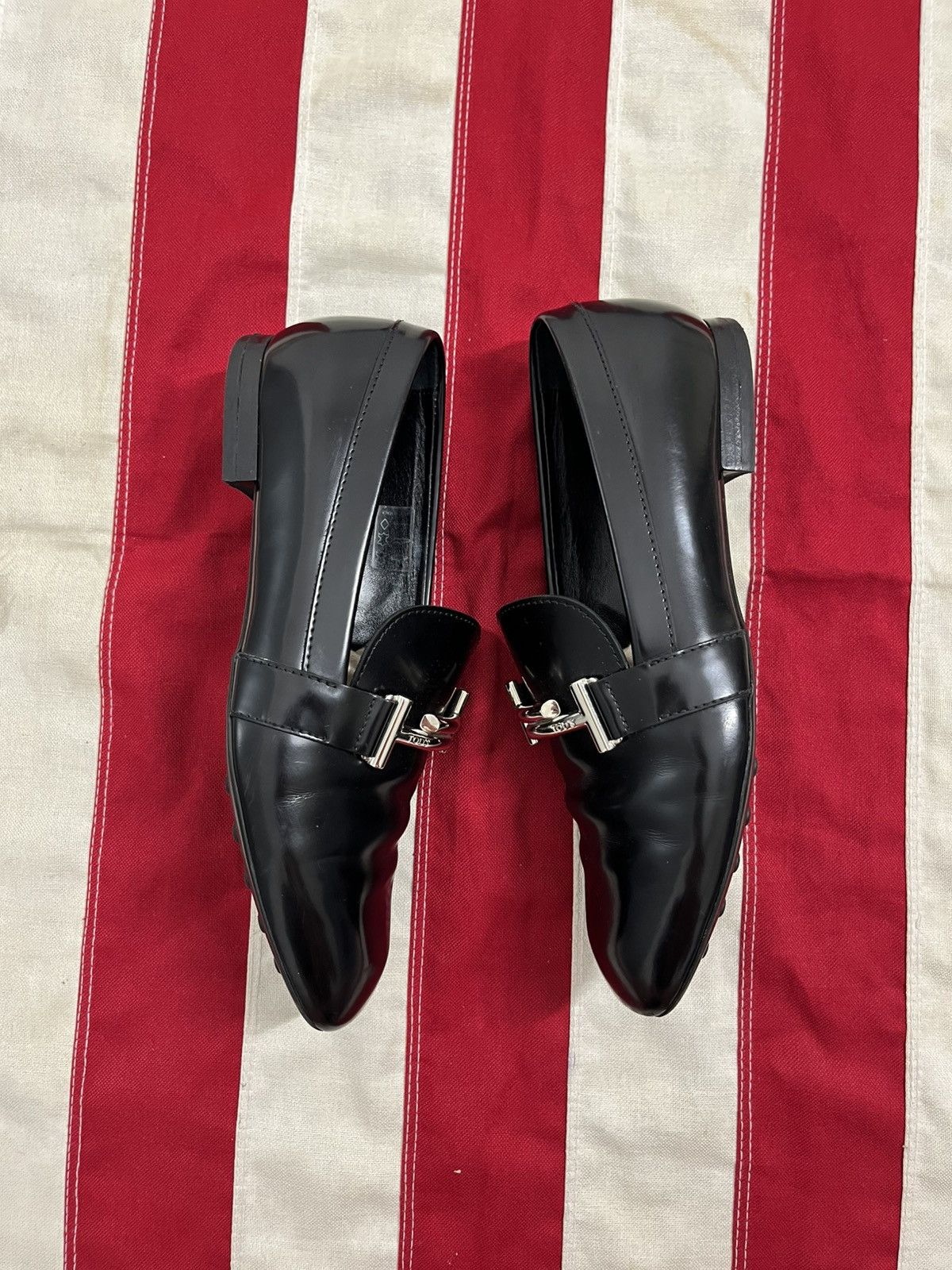 Tod's TOD'S Black Leather Backless Loafers Silver Hardware Size 38 Size US 7 / IT 37 - 4 Thumbnail
