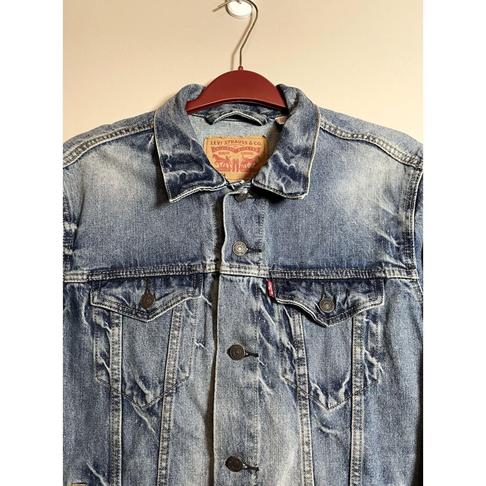 Levi's Levi’s Trucker Jacket Men Blue Denim Size M 100% Cotton Regular Pockets Collared Button Front Size US M / EU 48-50 / 2 - 2 Thumbnail