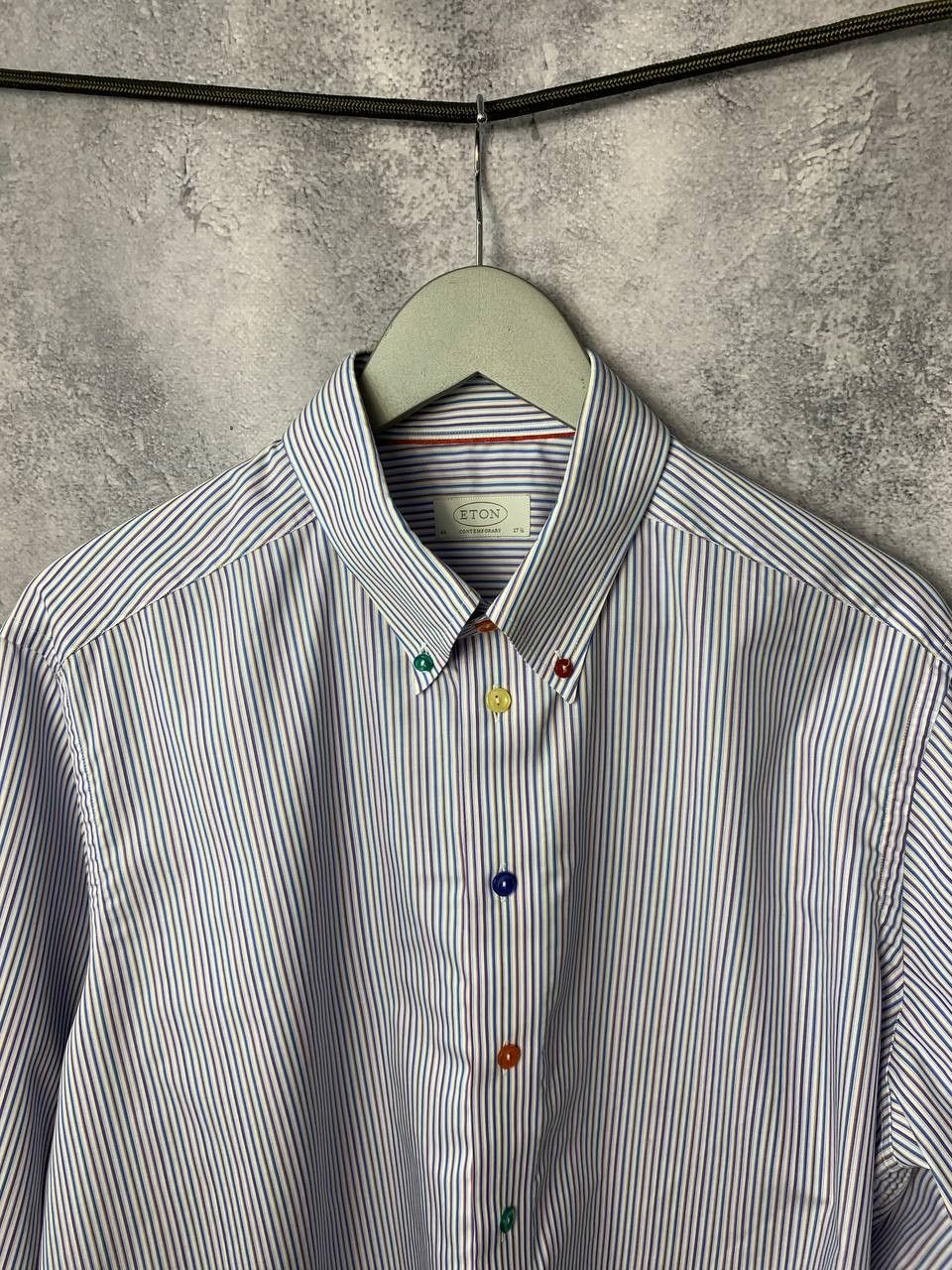 Eton ETON Contemporary Striped Shirt Multicolor Buttons Luxury Size US XL / EU 56 / 4 - 5 Thumbnail