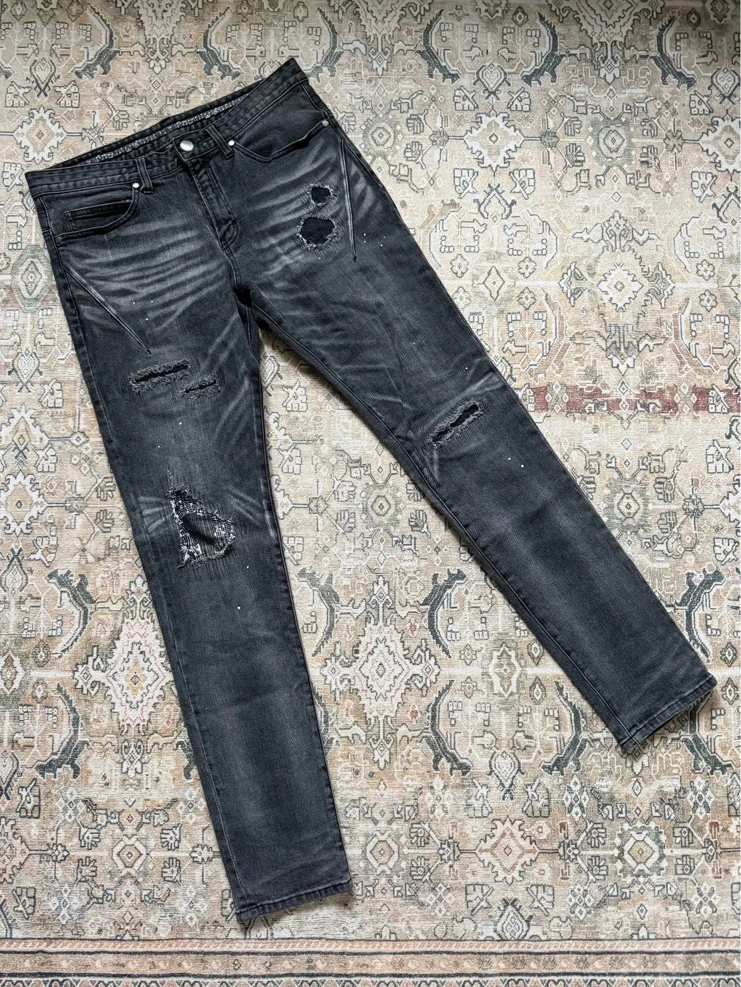 NUMBER(N)INE×STUDIOUS skinny denim Number (N)ine × STUDIOUS Number Nine Black Distressed Jeans | Grailed