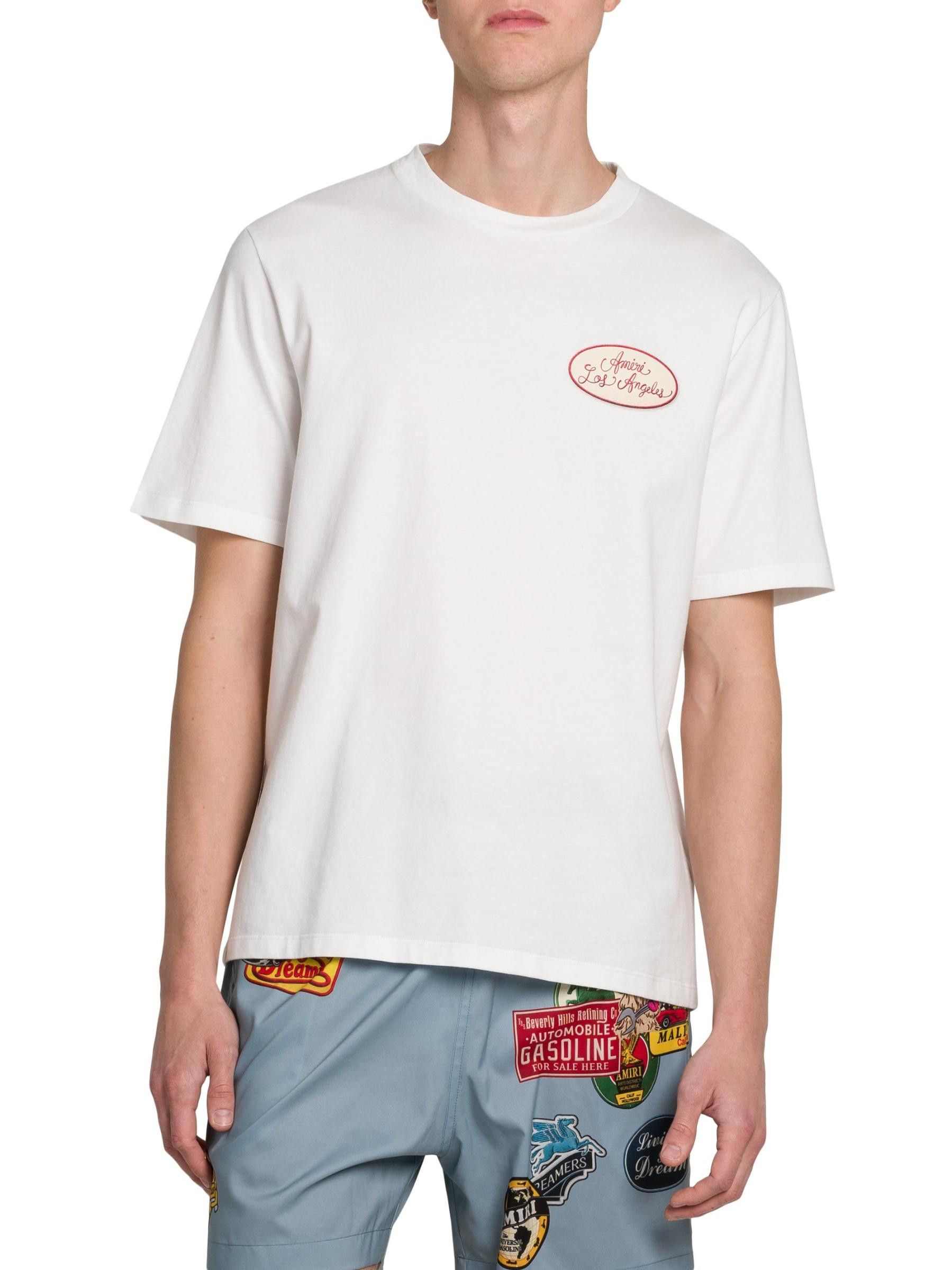 Amiri os11x1225 Station Patch Cotton Crewneck T-Shirt in White Size US L / EU 52-54 / 3 - 2 Thumbnail