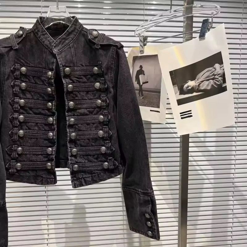 Japanese Brand Retro Military Inspired Denim Jacket Bold Structured Size US S / EU 44-46 / 1 - 2 Thumbnail