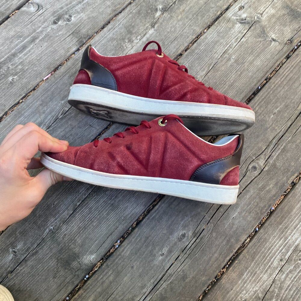Louis Vuitton Louis Vuitton Burgundy/Black Suede and Leather Logo Lace Up Size US 7 / EU 40 - 6 Thumbnail