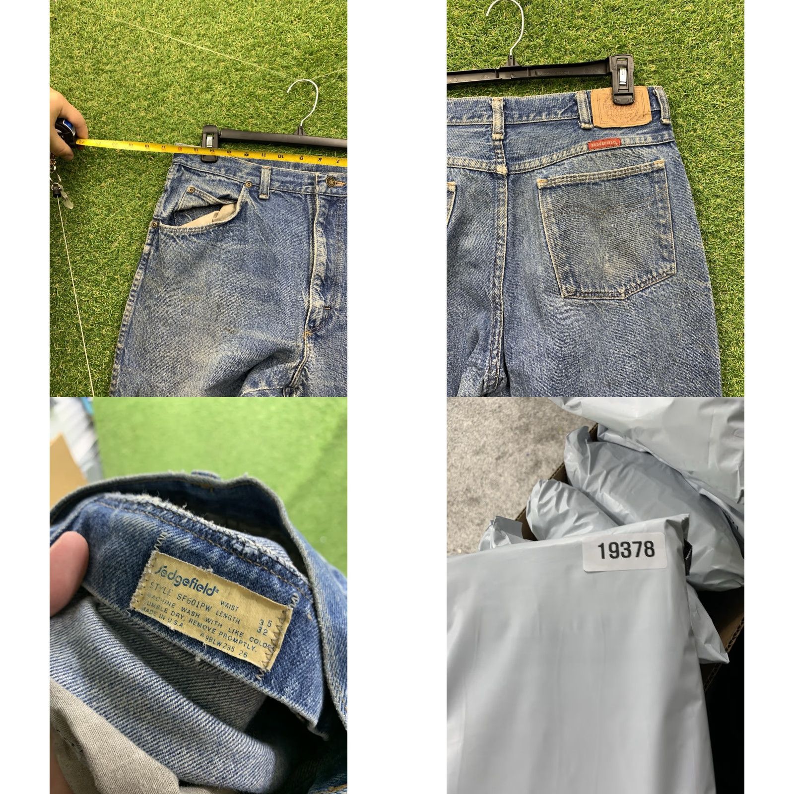 Vintage VINTAGE Sedgefield Jeans Mens 35x32 Denim Blue 5-Pocket Straight Leg Classic Fit 80s Cowboy USA Jeans Mens Size US 35 - 8 Thumbnail