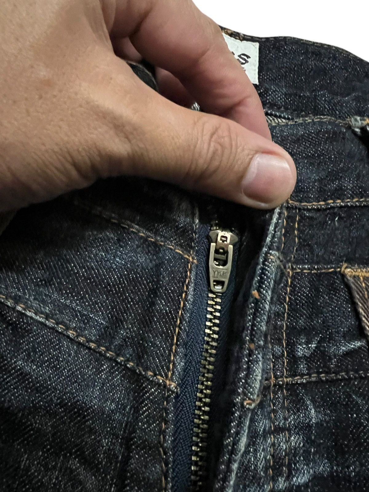 Japanese Brand 💥Double Waist💥Nylaus Clothing Distressed Clawmark Jean Size US 31 - 11 Thumbnail