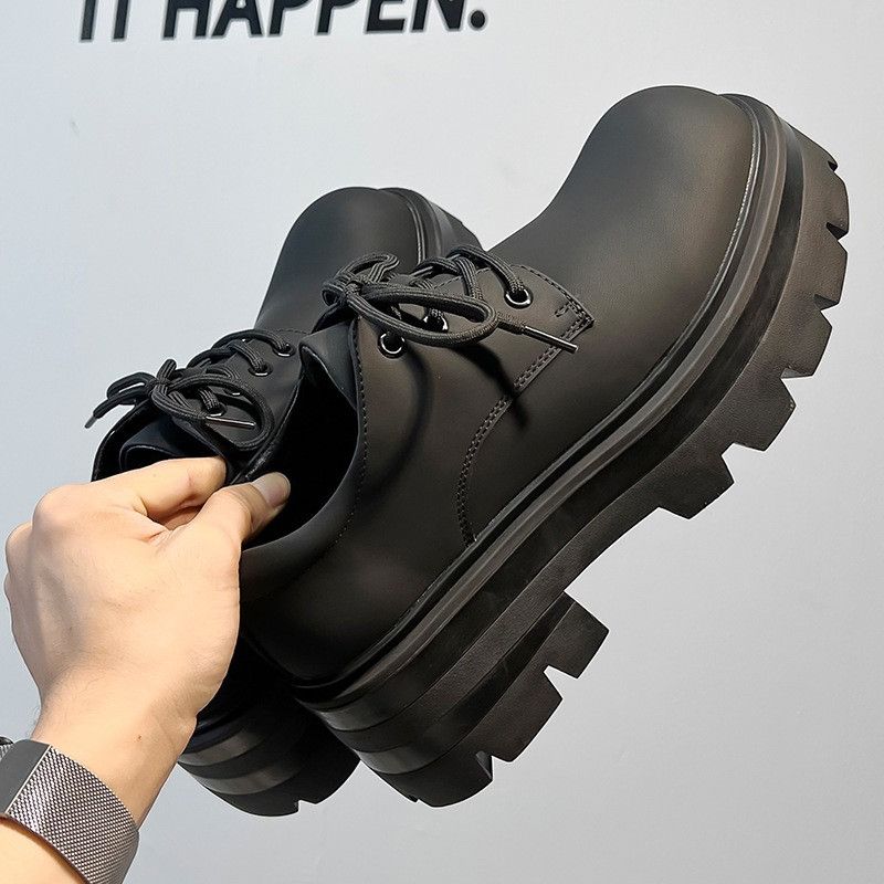 Black Chunky Leather Boots